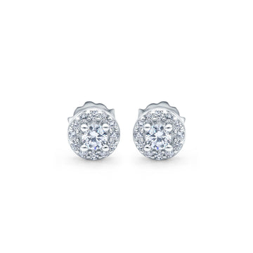 Simulated CZ Round Stud Earrings Design 925 Sterling Silver (6.3mm)
